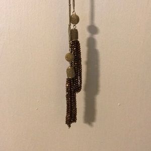 Gold and bronze tassel necklace